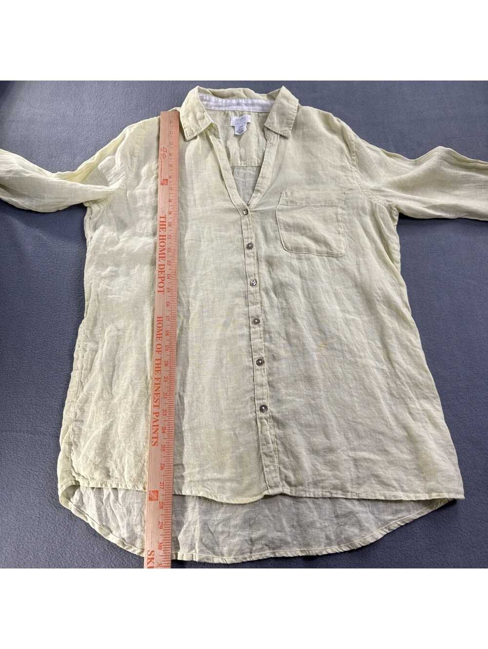 Sigred Olsen 100% Linen Button Down Roll Tab Long Sleeve Sz M Travel Minimalist - Picture 13 of 15